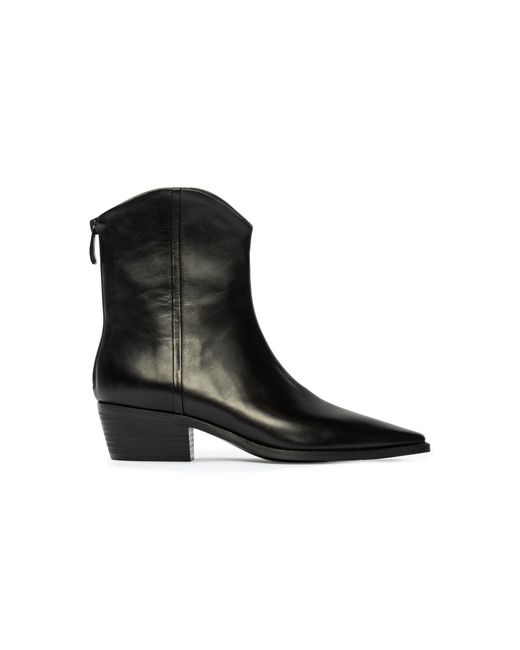 Black Suede Studio Black Reed Leather Ankle Boots