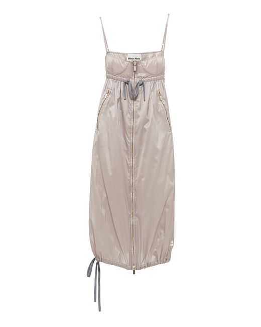 Miu Miu White Tie-detailed Silk Midi Dress