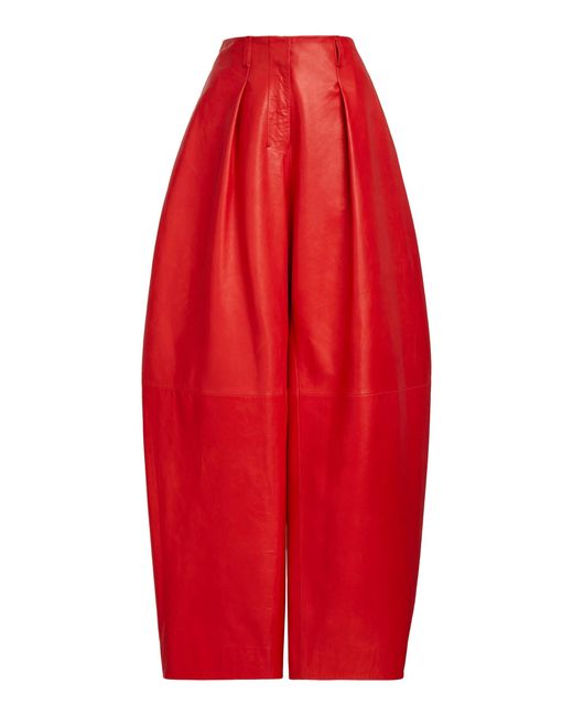 Jacquemus Red Ovalo Cuir Pleated Leather Balloon Pants