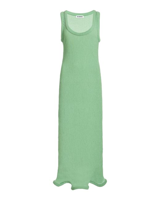 Jil Sander Green Padded Trim Midi Tank Dress