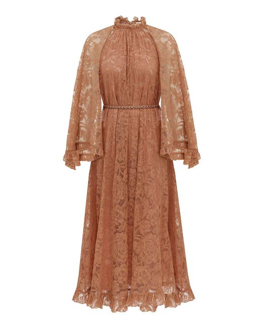 Zimmermann Brown Carousel Lace Angel Dress