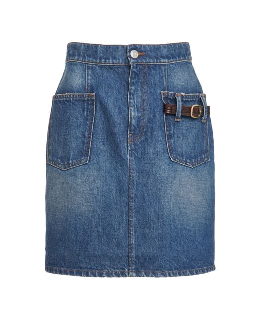 Coperni Blue Buckle-detailed Denim Mini Skirt