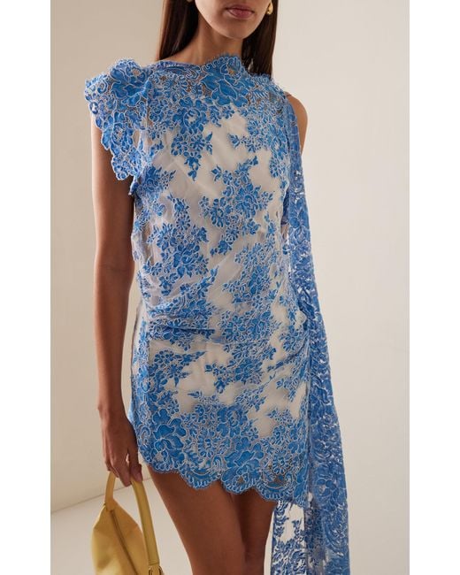 スカート CHRISTOPHER ESBER asymmetrical blue floral cotton lace skirt CHRISTOPHER ESBER asymmetrical blue floral cotton lace skirt