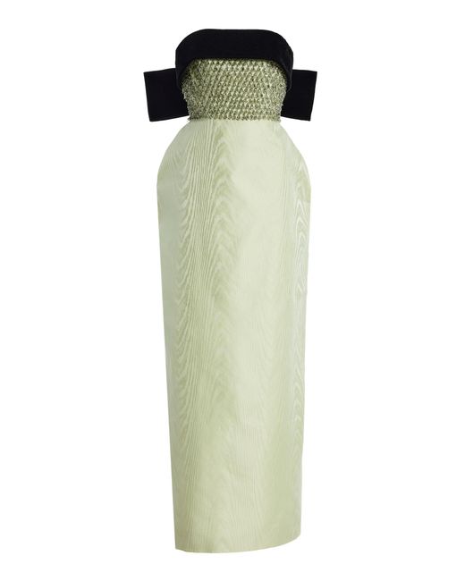 Chorus Green Exclusive Embellished Moiré Midi Column Dress