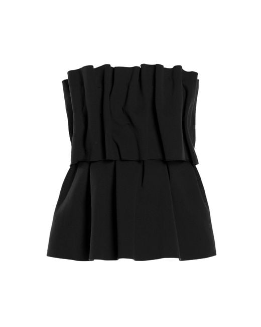 House of Dagmar Black Ruffled Stretch-crepe Strapless Top