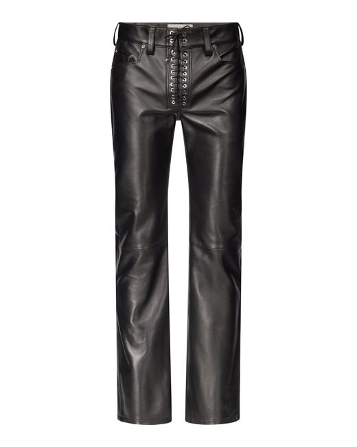 Ludovic de Saint Sernin Black Straight-Leg Leather Jeans