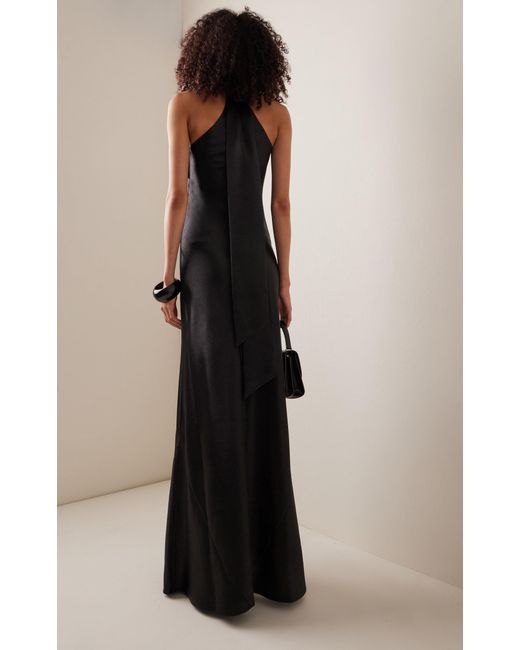 Galvan Black Pandora Satin Maxi Dress