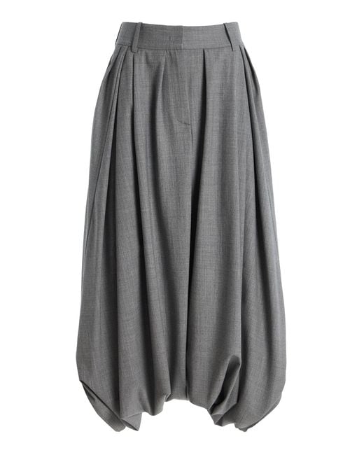 Michael Kors Gray Draped Stretch-Tissue Wool Crepe Culottes