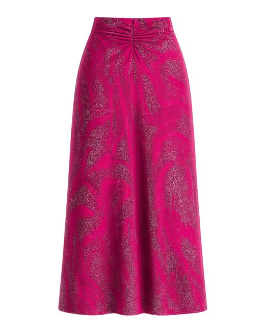 MACCAPANI Pink Pretty Cotton-Blend Jacquard Midi Skirt