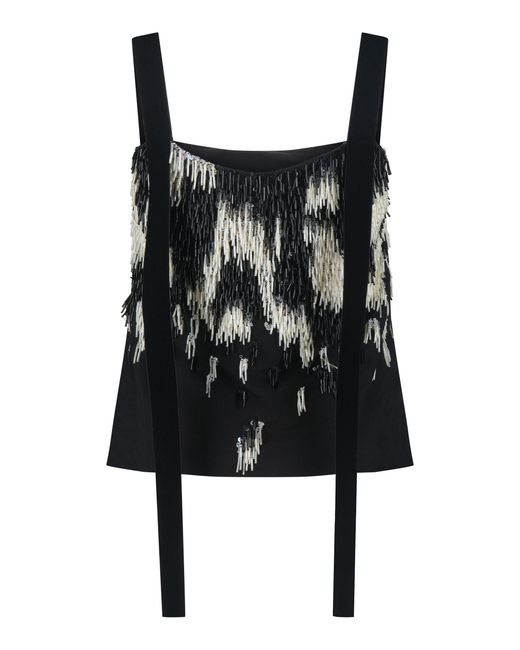 Harris Tapper Black Exclusive Buchanan Beaded Top