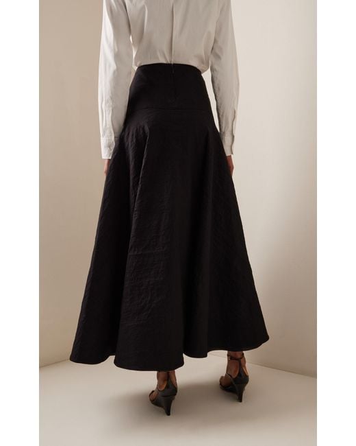 Brandon Maxwell Black The Ember Linen-blend Midi Skirt