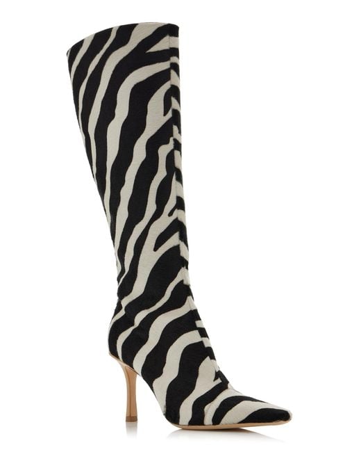 Jimmy Choo Black X Conner Ives Gloria Zebra-Print Pony Hair Knee Boots