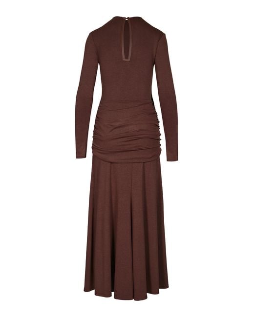 Johanna Ortiz Brown Sail Shade Twisted Midi Dress