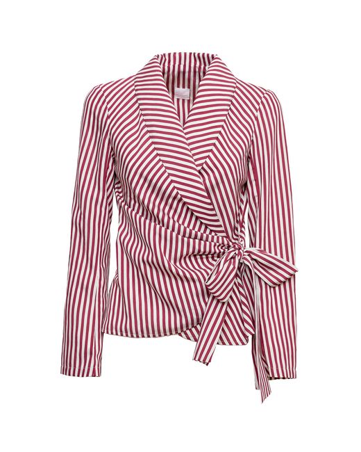 Loretta Caponi Pink Calypso Pinstripe Top