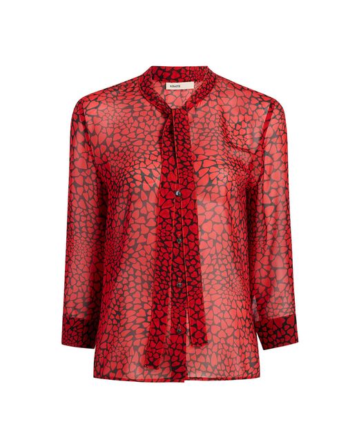 Khaite Red Dolly Heart- Silk Chiffon Top