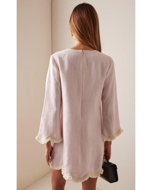 posse pink linen dress Posse Exclusive Alice Linen Midi Dress in Pink