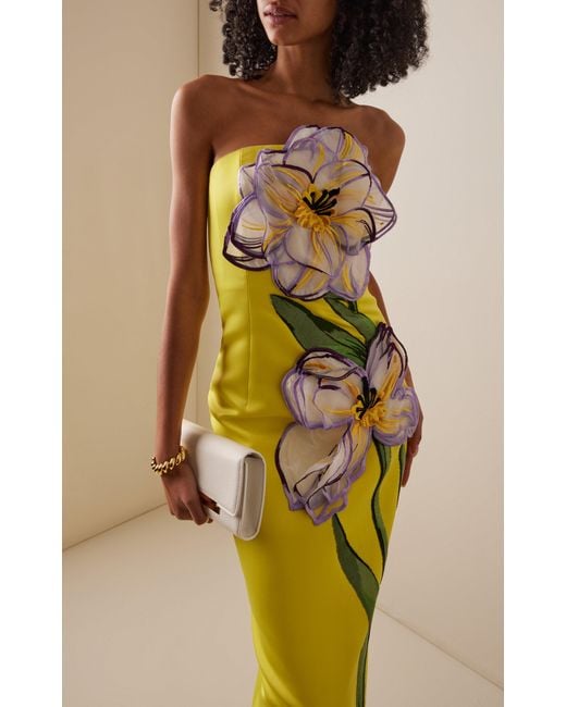 leo lin iris dress Introducing the Iris Print. Embroidered organza irises bloom vividly across bright canary yellow and inky black. #leolin #journe #springsummer25