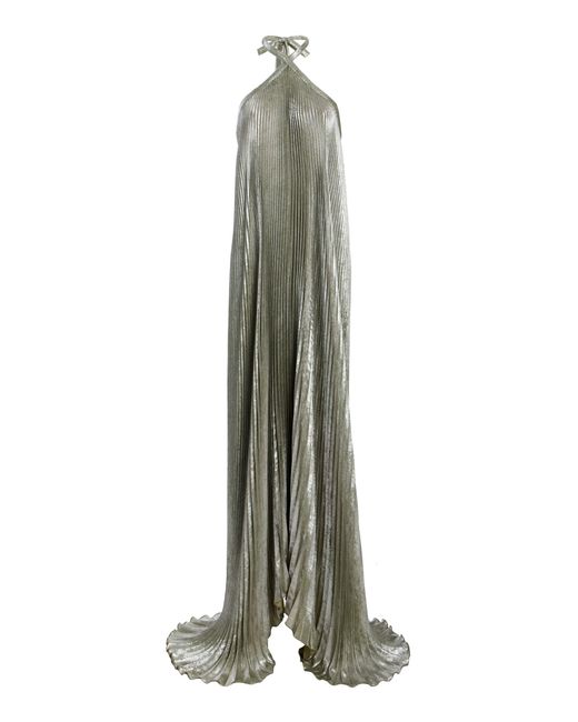 L'idée Green Deesse Pleated Gown