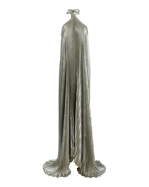 L'idée Green Deesse Pleated Gown