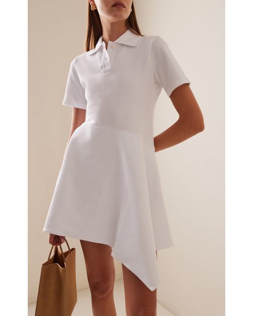 J.W. Anderson White Asymmetric Polo Cotton Mini Dress