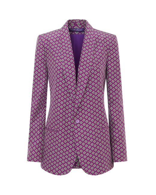 Ralph Lauren Purple Myles Printed Silk Blazer