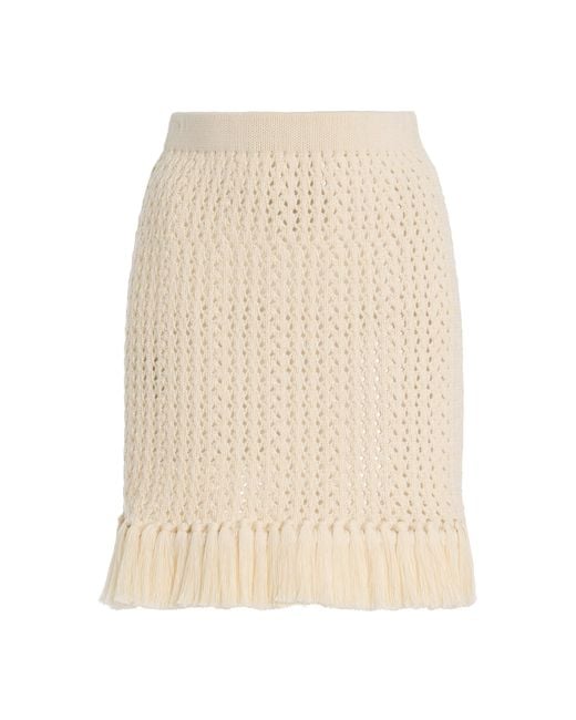 Escvdo Natural Exclusive Espina Fringed Crocheted Cotton Mini Skirt