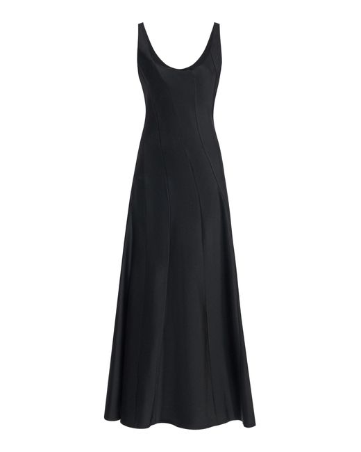 Jil Sander Black Scoop Neck Satin Maxi Dress