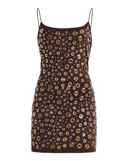 Oseree Brown Stud Mini Dress