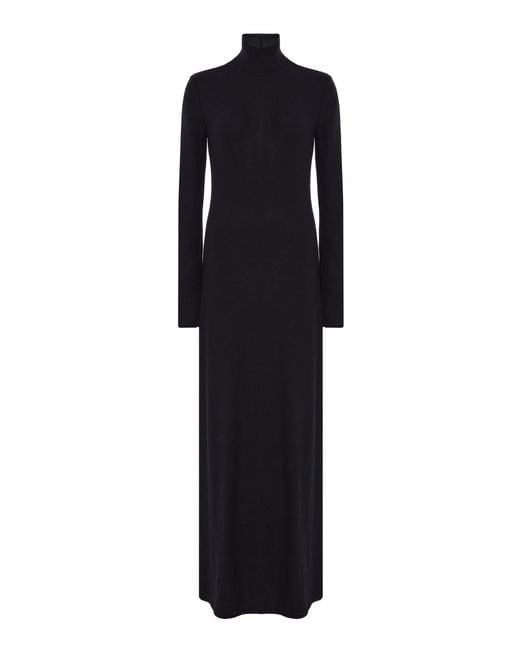 Leset Black Lauren Jersey Turtleneck Maxi Dress