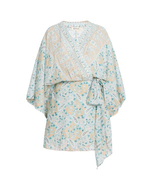 BOTEH White Kynthos Flared Cotton-Blend Robe Dress