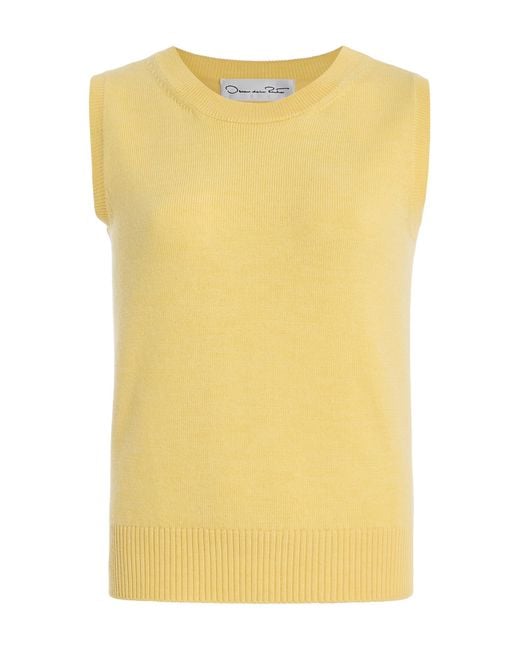 Oscar de la Renta Yellow Sleeveless Wool Sweater