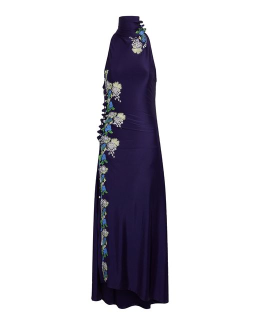 Rabanne Blue Embroidered Maxi Dress