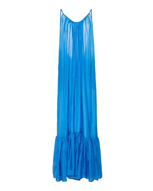 Kalita Blue Brigitte Silk-habotai Maxi Dress