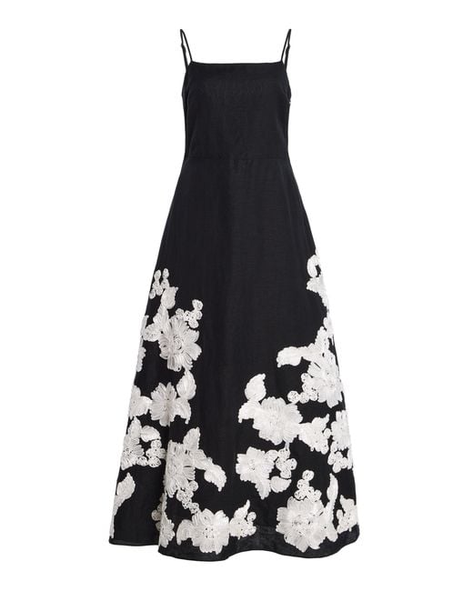 Jonathan Simkhai White Annabella Soutache Linen Midi Dress