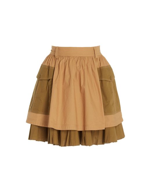 Ulla Johnson Natural Jaqueline Pleated Cotton Mini Skirt