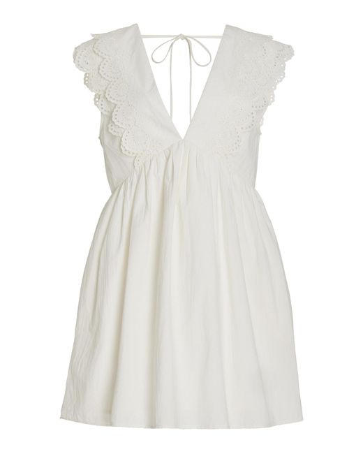 Posse White Cassidy Broderie Anglaise Cotton Mini Dress