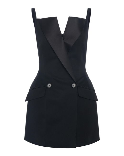 Givenchy Black Wool Grain De Poudre Mini Tuxedo Dress