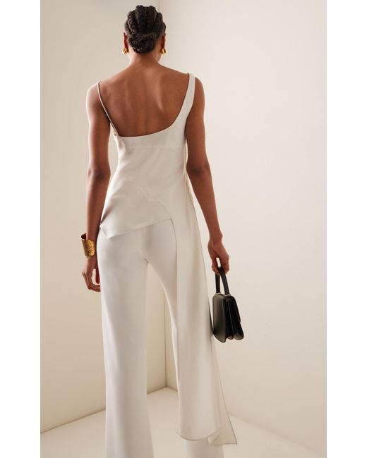 Jonathan Simkhai White Ronnie Asymmetric Satin Top