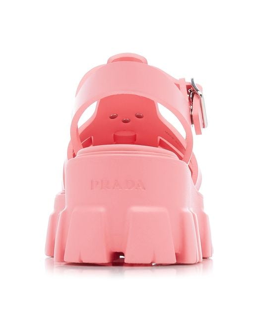 Prada Monolith Rubber Fisherman Sandals in Pink | Lyst