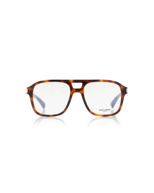 Saint Laurent Brown Aviator-Frame Acetate Glasses