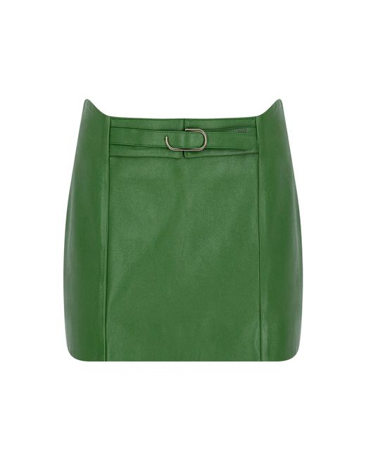 Zeynep Arcay Green 70's Mini Leather Skirt