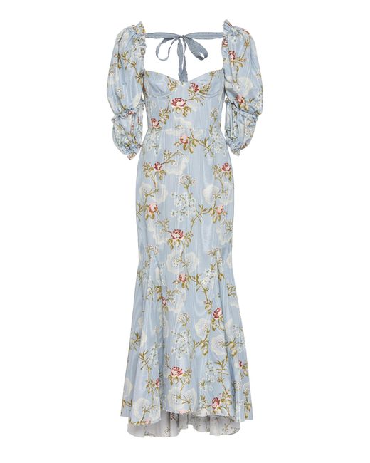 Brock Collection Blue Olaya Floral Cotton-blend Dress