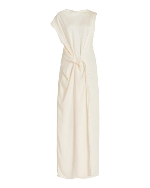 Bondi Born White Ardea Draped Seeksucker Maxi Dress