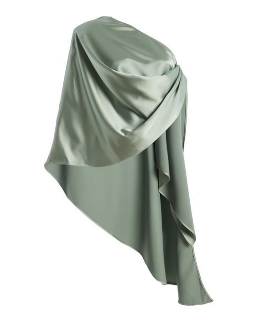 The New Arrivals Ilkyaz Ozel Green Exclusive Fume Satin Top