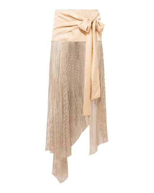 Siedres Natural Lumier Tie-Front Sequined Midi Skirt