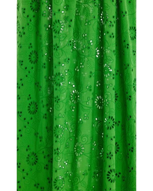 Carolina Herrera Green Embroidered Cotton Maxi Skirt