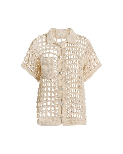 Nia Thomas Natural Exclusive Sessa Crochet Cotton Shirt