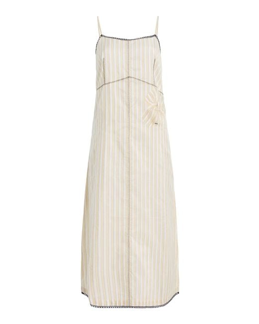 Prada White Striped Jersey Midi Dress