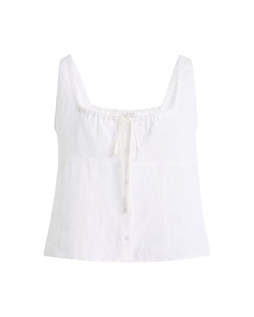 Deiji Studios White Relaxed Linen Tie Top