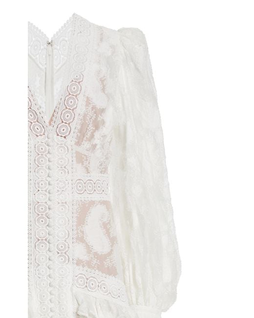 Acler Suffield Ruffled Lace Maxi Dress in White | Lyst